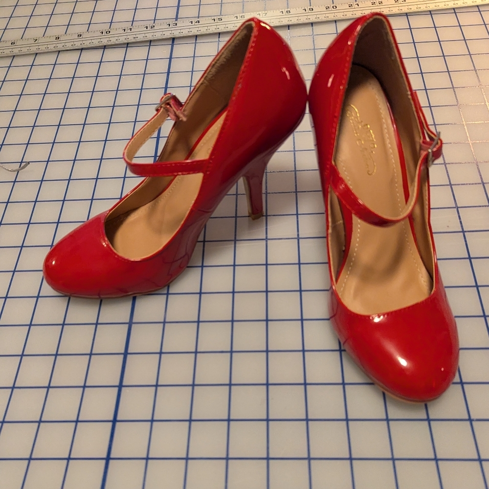 Journee Collection Red Patent Heels